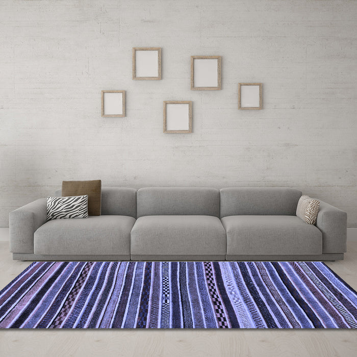 Machine Washable Abstract Blue Modern Rug in a Living Room, wshabs2213blu
