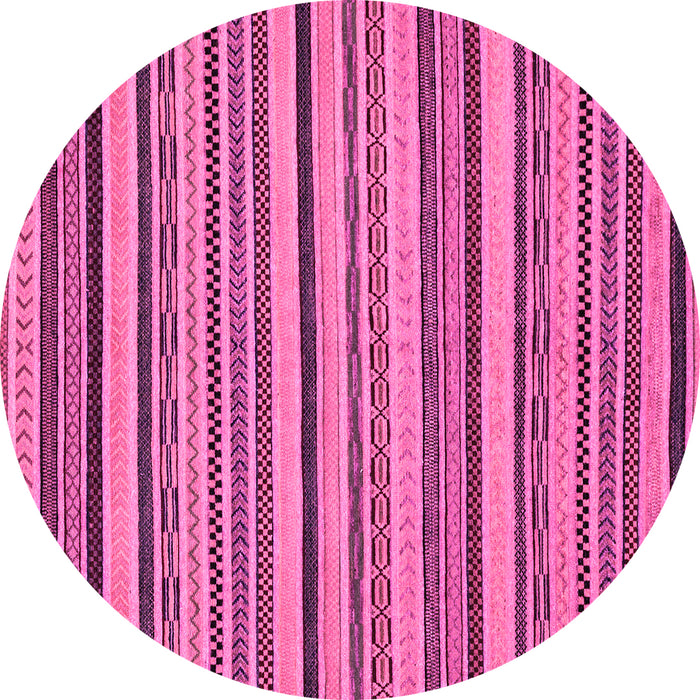 Round Machine Washable Abstract Pink Modern Rug, wshabs2214pnk
