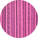 Round Machine Washable Abstract Pink Modern Rug, wshabs2214pnk