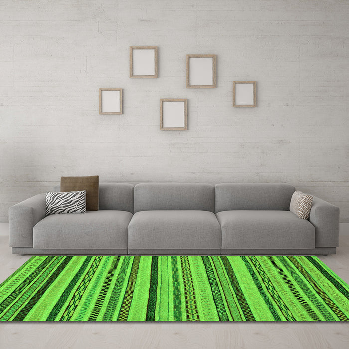 Machine Washable Abstract Green Modern Area Rugs in a Living Room,, wshabs2214grn