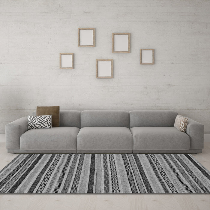 Machine Washable Abstract Gray Modern Rug in a Living Room,, wshabs2214gry