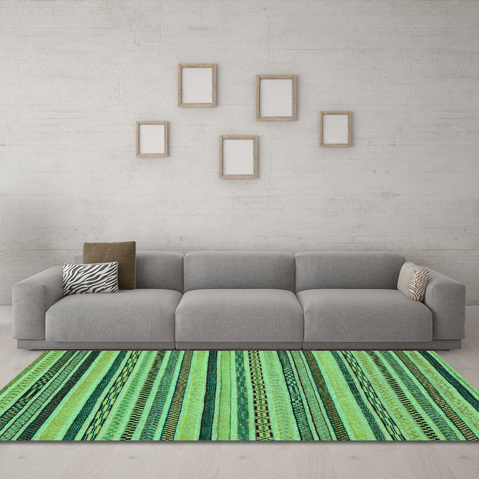 Machine Washable Abstract Turquoise Modern Area Rugs in a Living Room,, wshabs2214turq