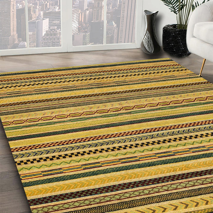 Abstract Reddish Brown Modern Rug in Family Room, abs2214