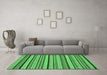 Machine Washable Abstract Emerald Green Modern Area Rugs in a Living Room,, wshabs2214emgrn