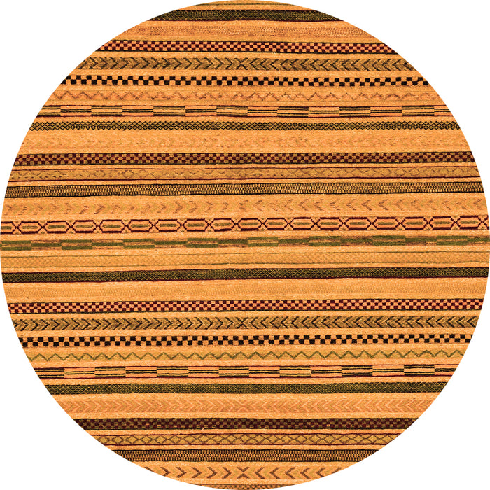 Round Machine Washable Abstract Orange Modern Area Rugs, wshabs2214org