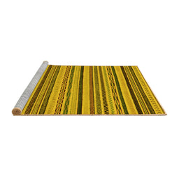 Sideview of Machine Washable Abstract Yellow Modern Rug, wshabs2214yw