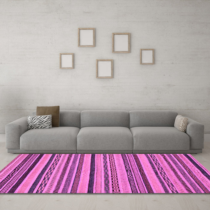 Machine Washable Abstract Purple Modern Area Rugs in a Living Room, wshabs2214pur
