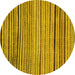 Round Machine Washable Abstract Yellow Modern Rug, wshabs2215yw