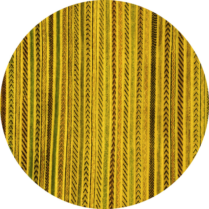 Round Abstract Yellow Modern Rug, abs2215yw