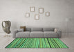 Machine Washable Abstract Turquoise Modern Area Rugs in a Living Room,, wshabs2215turq