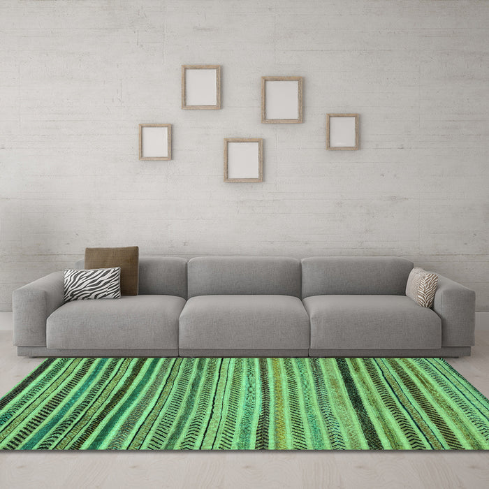 Machine Washable Abstract Turquoise Modern Area Rugs in a Living Room,, wshabs2215turq