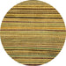 Round Machine Washable Abstract Yellow Rug, wshabs2215