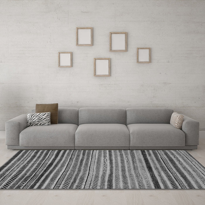 Machine Washable Abstract Gray Modern Rug in a Living Room,, wshabs2215gry