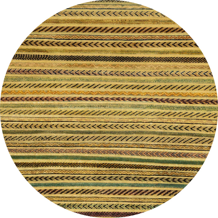 Round Abstract Yellow Modern Rug, abs2215