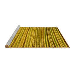 Sideview of Machine Washable Abstract Yellow Modern Rug, wshabs2215yw
