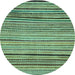 Round Abstract Light Blue Modern Rug, abs2215lblu