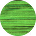 Round Machine Washable Abstract Green Modern Area Rugs, wshabs2215grn