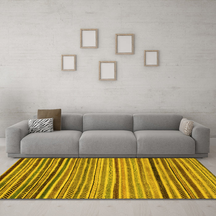 Machine Washable Abstract Yellow Modern Rug in a Living Room, wshabs2215yw