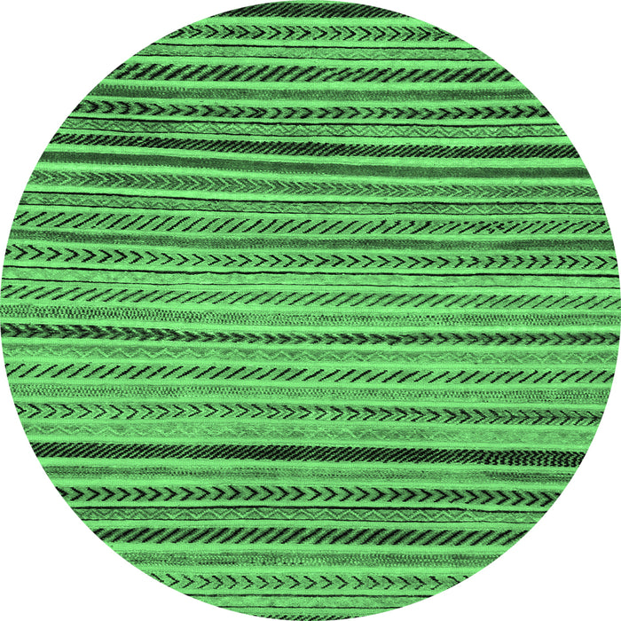 Round Machine Washable Abstract Emerald Green Modern Area Rugs, wshabs2215emgrn