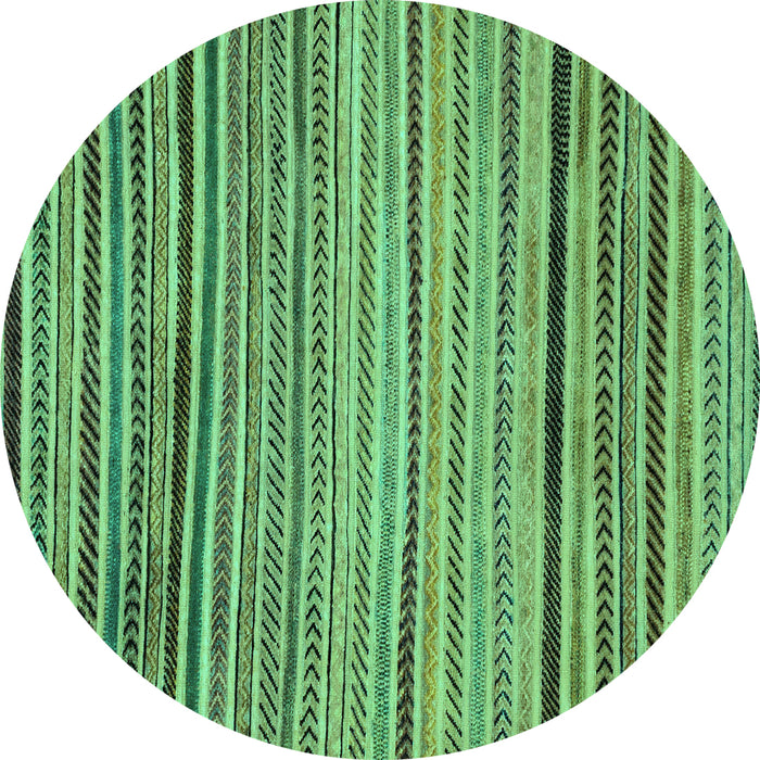 Round Machine Washable Abstract Turquoise Modern Area Rugs, wshabs2215turq