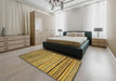 Abstract Yellow Modern Rug in a Bedroom, abs2215