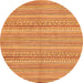 Round Machine Washable Abstract Orange Modern Area Rugs, wshabs2216org