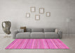 Machine Washable Abstract Pink Modern Rug in a Living Room, wshabs2216pnk