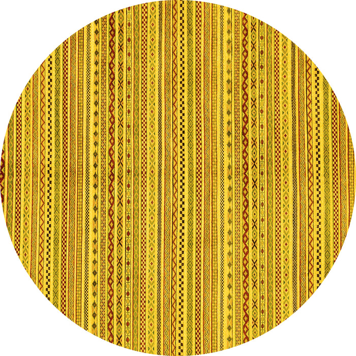 Round Machine Washable Abstract Yellow Modern Rug, wshabs2216yw