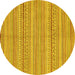 Round Machine Washable Abstract Yellow Modern Rug, wshabs2216yw