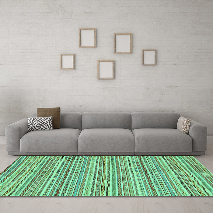Machine Washable Abstract Turquoise Modern Area Rugs in a Living Room,, wshabs2216turq