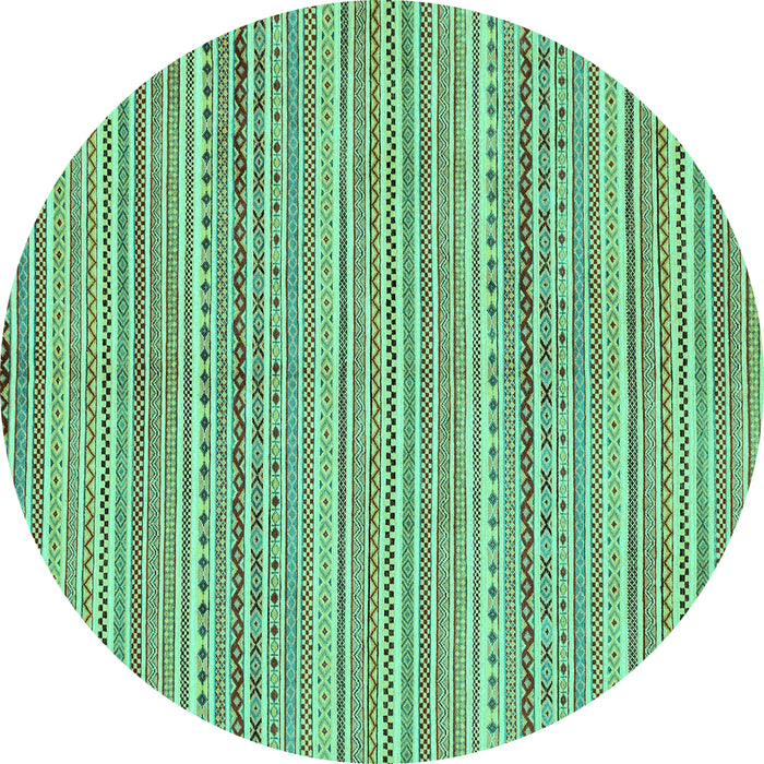 Round Machine Washable Abstract Turquoise Modern Area Rugs, wshabs2216turq