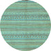 Round Abstract Light Blue Modern Rug, abs2216lblu