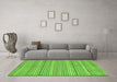 Machine Washable Abstract Green Modern Area Rugs in a Living Room,, wshabs2216grn