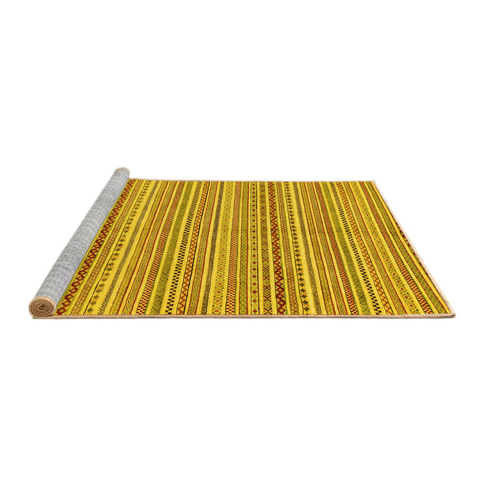 Sideview of Machine Washable Abstract Yellow Modern Rug, wshabs2216yw