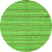 Round Machine Washable Abstract Green Modern Area Rugs, wshabs2216grn