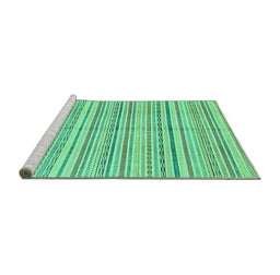Sideview of Machine Washable Abstract Turquoise Modern Area Rugs, wshabs2217turq