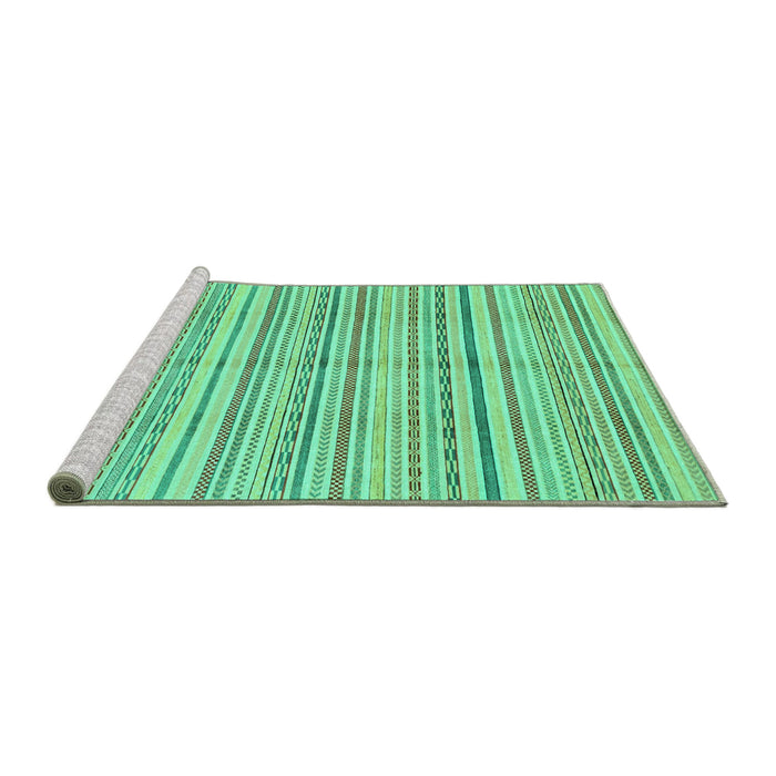 Sideview of Machine Washable Abstract Turquoise Modern Area Rugs, wshabs2217turq
