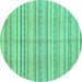 Round Abstract Turquoise Modern Rug, abs2217turq