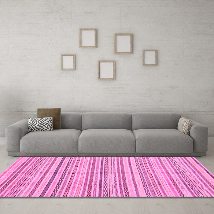 Machine Washable Abstract Pink Modern Rug in a Living Room, wshabs2217pnk