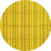 Round Abstract Yellow Modern Rug, abs2217yw