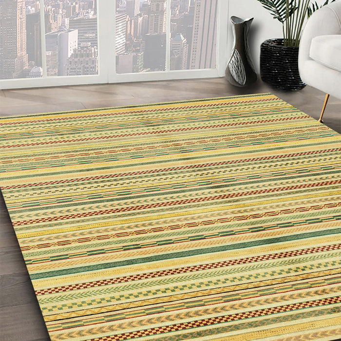 Machine Washable Abstract Chrome Gold Yellow Rug in a Family Room, wshabs2217