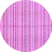 Round Machine Washable Abstract Purple Modern Area Rugs, wshabs2217pur