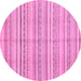 Round Machine Washable Abstract Pink Modern Rug, wshabs2217pnk