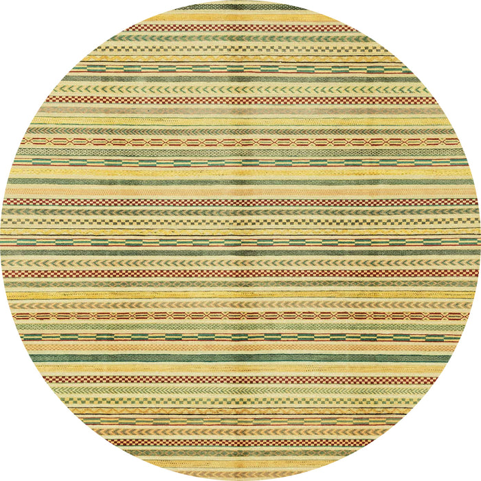 Round Abstract Chrome Gold Yellow Modern Rug, abs2217