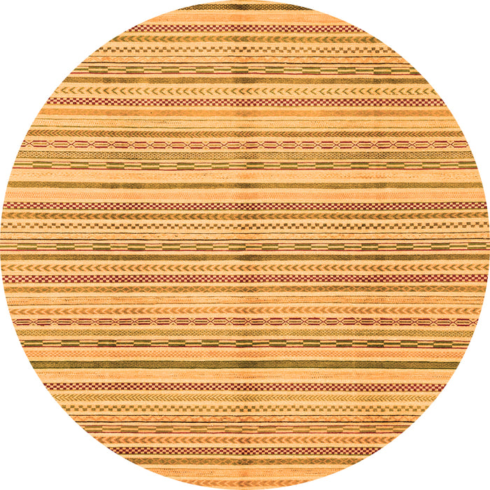 Round Machine Washable Abstract Orange Modern Area Rugs, wshabs2217org