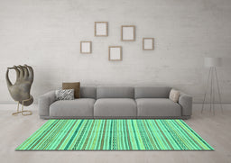 Machine Washable Abstract Turquoise Modern Area Rugs in a Living Room,, wshabs2217turq