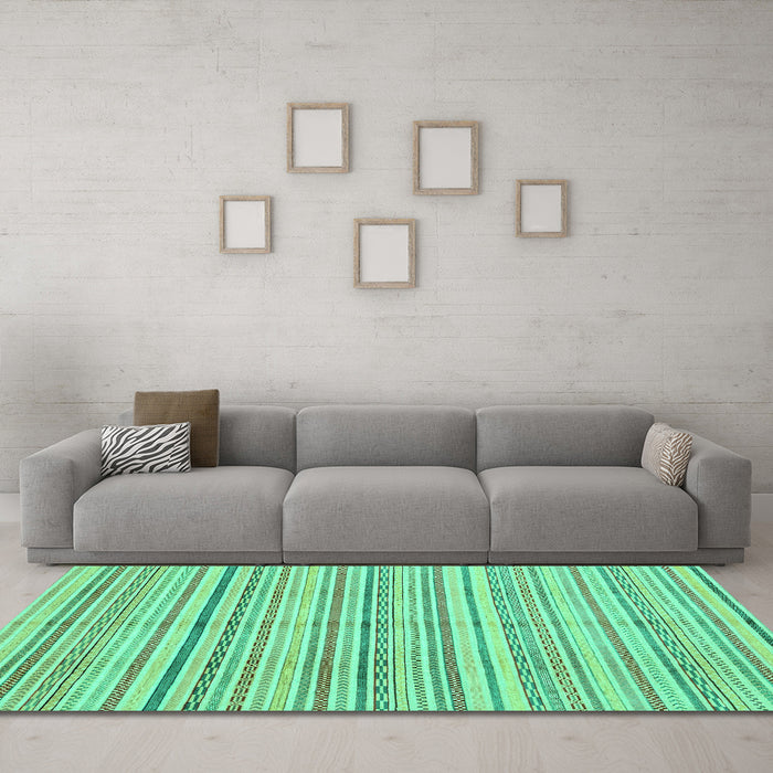 Machine Washable Abstract Turquoise Modern Area Rugs in a Living Room,, wshabs2217turq