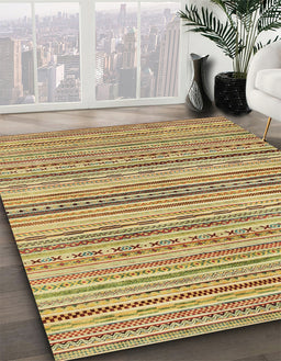 Machine Washable Abstract Chrome Gold Yellow Rug in a Family Room, wshabs2218