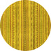 Round Machine Washable Abstract Yellow Modern Rug, wshabs2218yw