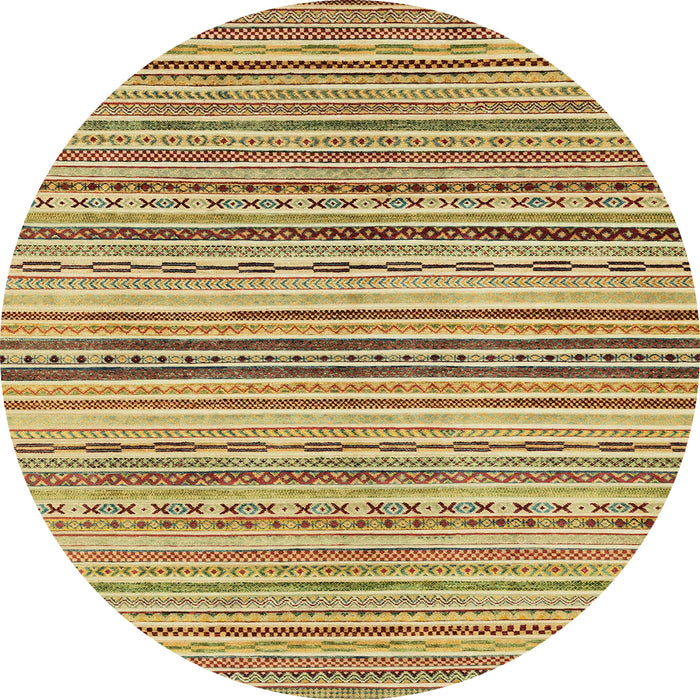Round Machine Washable Abstract Chrome Gold Yellow Rug, wshabs2218